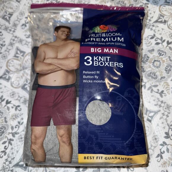 Fruit of the Loom Premium Big Man Eversoft Ring Spun Cotton 2 pk Knit Boxers 5XB - Picture 1 of 8